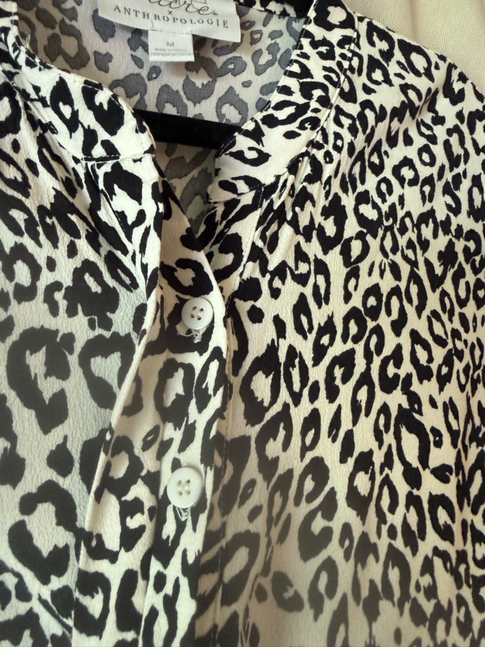 Anthropologie Black & White Leopard Print Long Sleeve Maxi Dress - Picture 7 of 7